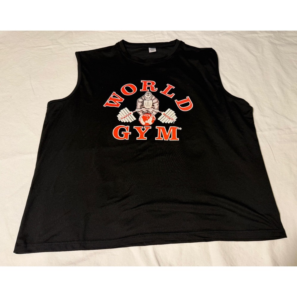 World Gym Gorilla Muscle Shirt Mens XXL Black Sleeveless Bodybuilding Weightlift